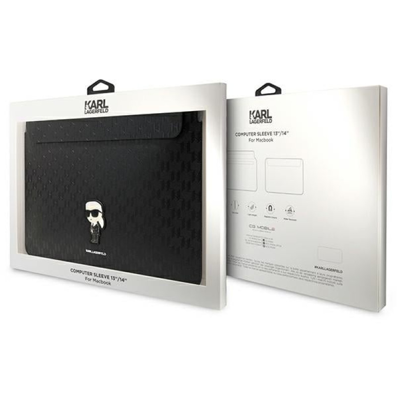Karl Lagerfeld KLCS14SAKHPKK nešiojamojo kompiuterio įmautė 14", juoda, Saffiano Monogram Ikonik