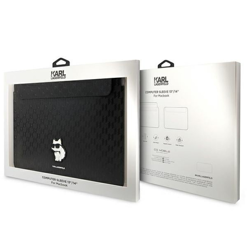 Karl Lagerfeld KLCS14SAKHPCK nešiojamojo kompiuterio įmautė 14", juoda, Saffiano Monogram Choupette