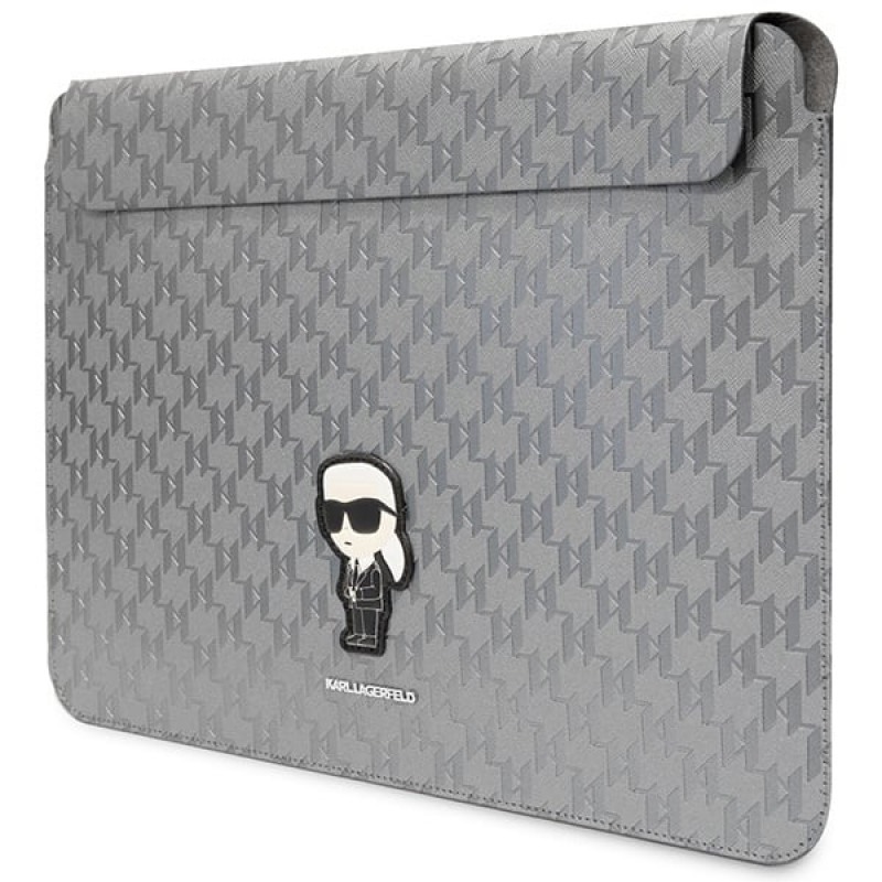 Karl Lagerfeld KLCS14SAKHPKG nešiojamojo kompiuterio įmautė 14", sidabrinė, Saffiano Monogram Ikonik
