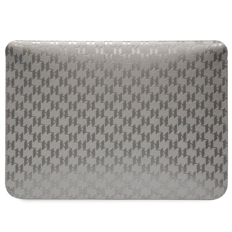 Karl Lagerfeld KLCS14SAKHPKG nešiojamojo kompiuterio įmautė 14", sidabrinė, Saffiano Monogram Ikonik