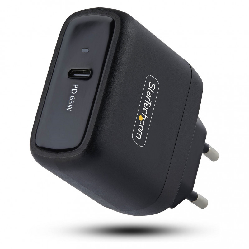 StarTech.com 1065EB-WALL-CHARGER 65 W USB-C GaN nešiojamojo kompiuterio įkroviklis, juodas