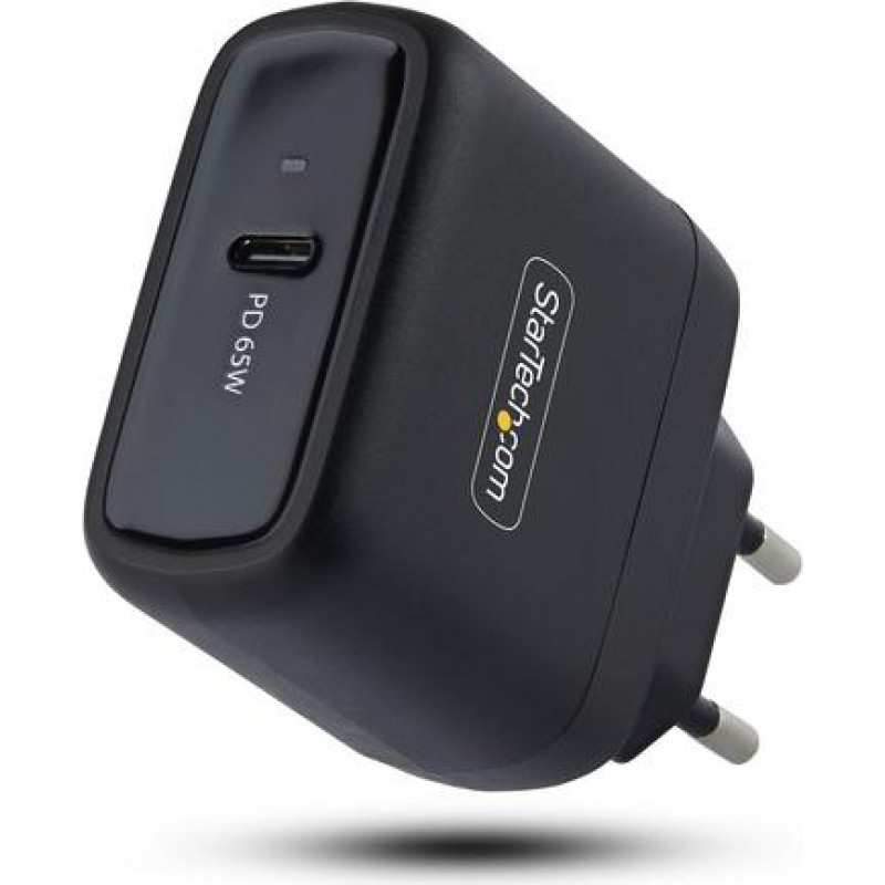 StarTech.com 1065EB-WALL-CHARGER 65 W USB-C GaN nešiojamojo kompiuterio įkroviklis, juodas