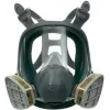 3M 6800 Viso veido daugkartinis respiratorius, M dydis, silikonas, polikarbonato lęšis, durtuvinė filtrų jungtis, pilkas/juodas