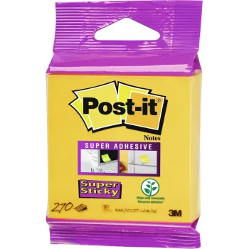 3M Post-it Super Sticky lipnūs lapeliai 2014-S, 76x76 mm, geltoni (Daffodil Yellow), 270 lapelių