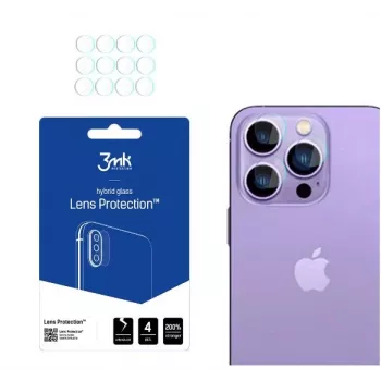 3MK Apple iPhone 14 Pro/14 Pro Max objektyvo apsauga - grūdintas stiklas ir aliuminio lydinys, 9H kietumas, juoda