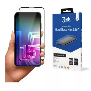 3MK Apple iPhone 15 HardGlass Max Lite Black Screen Protector