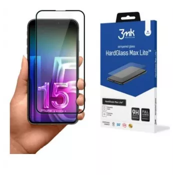 3MK Apple iPhone 15 Pro HardGlass Max Lite Grūdinto stiklo ekrano apsauga Juoda