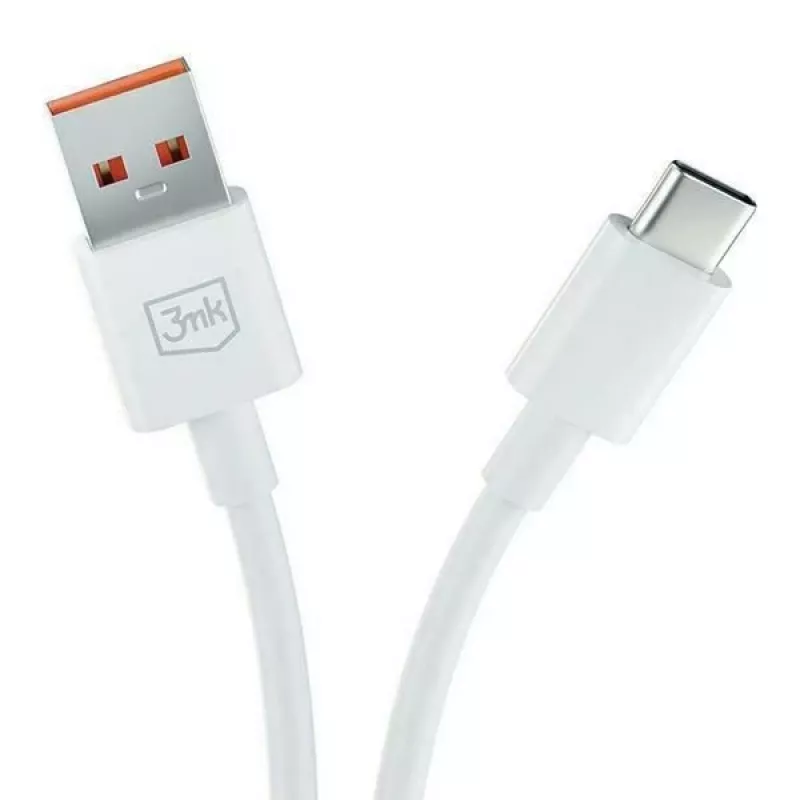 3MK Hyper Cable USB-A į USB-C 5A 60W 1,2m Baltas