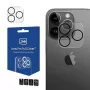 3MK Lens Pro Full Cover grūdinto stiklo fotoaparato objektyvo apsauga, skirta iPhone 14 Pro / 14 Pro Max su aliuminio rėmeliu ir montavimo rėmeliu (1 vnt., juoda)