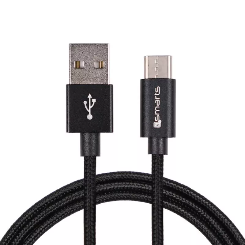 4SMARTS USB-A į USB-C laidas RapidCord 2A, 2m, juodas