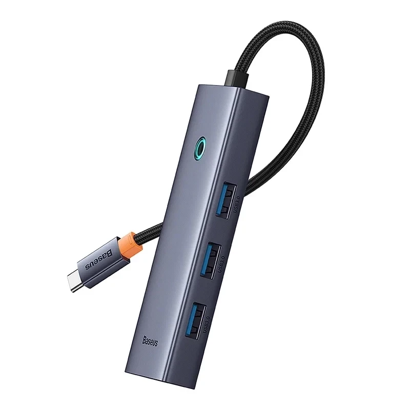 5-in-1 Hub Baseus UltraJoy Series USB-C į HDMI 4K@30Hz + 3x USB 3.0 + 1x PD (Pilka)