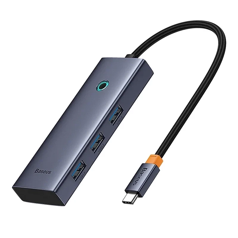 5-in-1 Hub Baseus UltraJoy Series USB-C į HDMI 4K@30Hz + 3x USB 3.0 + 1x PD (Pilka)
