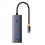 5-in-1 Hub Baseus UltraJoy Series USB-C į HDMI 4K@30Hz + 3x USB 3.0 + 1x PD (Pilka)