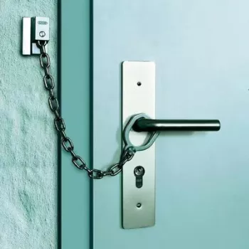 ABUS ABTS21540 durų grandinė su apsauginiu žiedu, nikeliuotas plienas, 215 mm