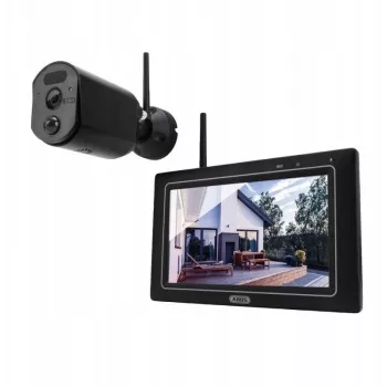ABUS EasyLook BasicSet belaidė vaizdo stebėjimo sistema – 7 colių monitorius + 1 IP66 kamera, infraraudonųjų spindulių naktinis matymas, 2,4 GHz