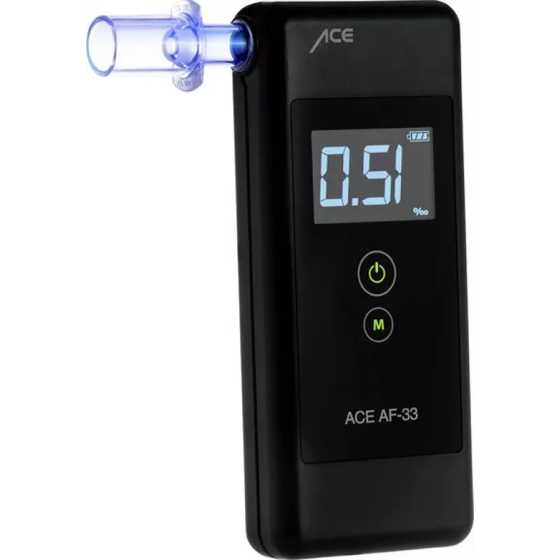 ACE OF SWEDEN AF-33 skaitmeninis alkotesteris tamsiai pilkas, 0,00–5,00 ‰, LCD ekranas, puslaidininkinis jutiklis, 2x AAA 107075