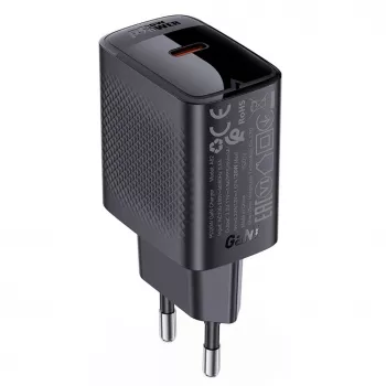 ACEFAST A82 GaN USB-C PD 20W sieninis įkroviklis - juodas