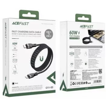 Acefast C11-03 3in1 USB-C į USB-C laidas 100W 480Mbps 1,2m Juodas