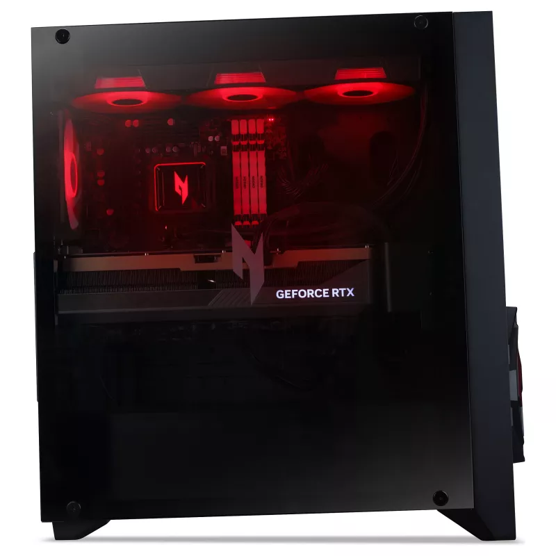 Acer Nitro 70 N70X3D-100 žaidimų stalinis kompiuteris, AMD Ryzen 7 9800X3D, 32GB DDR5, 2TB NVMe SSD, NVIDIA GeForce RTX 5080, Windows 11 Home, juodos spalvos