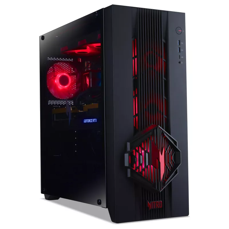 Acer Nitro 70 N70X3D-100 žaidimų stalinis kompiuteris, AMD Ryzen 7 9800X3D, 32GB DDR5, 2TB NVMe SSD, NVIDIA GeForce RTX 5080, Windows 11 Home, juodos spalvos
