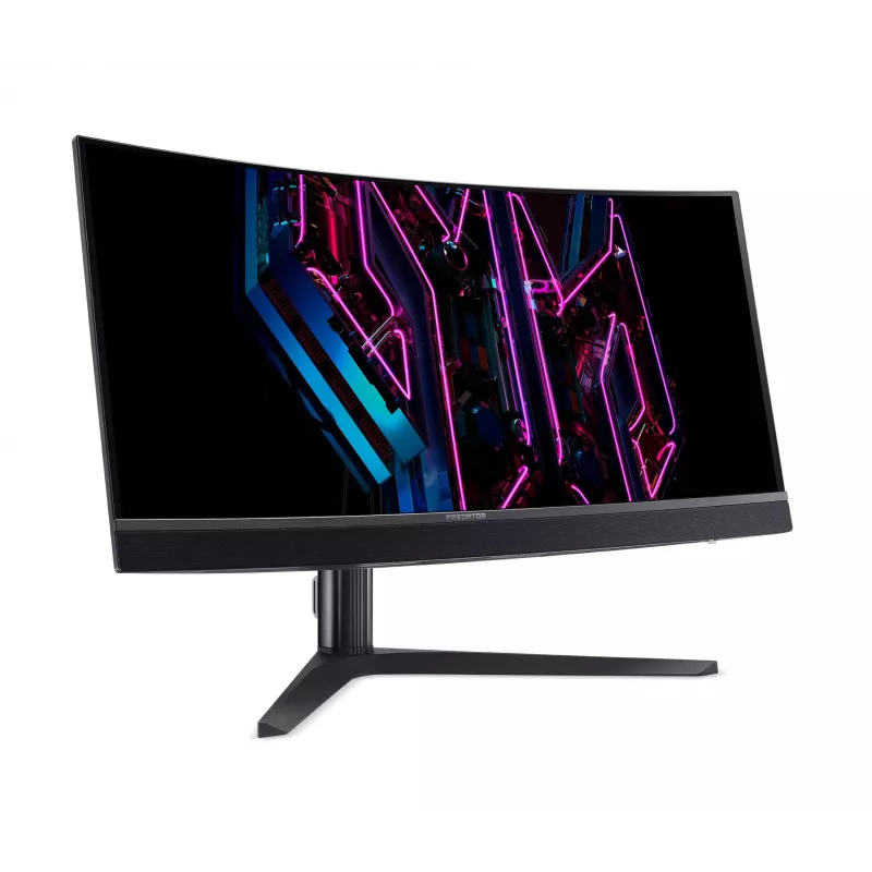 Acer Predator X34QXC Ergo OLED 86 cm 34 colio lenktas 1800R WQHD ZeroFrame OLED 360 Hz 21:9 0.03 ms (GTG) 1300 nitų 2x HDMI 2.1 2x DP 1x USB-C įmontuoti garsiakalbiai