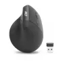 ACT AC5102 ergonomiška belaidė vertikali pelė, 1600 DPI, 6 mygtukai, 2,4 GHz, ekologiška perdirbto plastiko, juoda