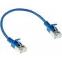 ACT mėlynas 0,15 m LSZH U/FTP CAT6A duomenų centro plonas pataisymo kabelis su apsauginėmis rankovėmis ir RJ45 jungtimis (DC7630)