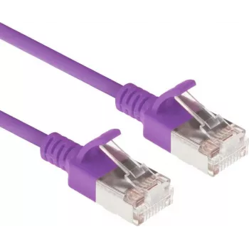 ACT Purple 0,25m LSZH U/FTP CAT6A Datacenter Slimline tinklo kabelis su apsauga nuo užkabinimo ir RJ45 jungtimis (DC7352)