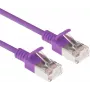 ACT Purple 0,25m LSZH U/FTP CAT6A Datacenter Slimline tinklo kabelis su apsauga nuo užkabinimo ir RJ45 jungtimis (DC7352)