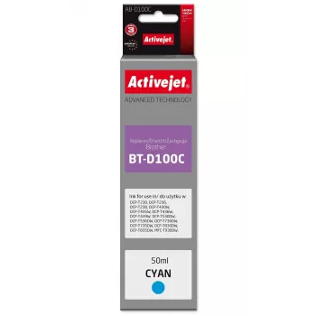 Activejet AB-D100C Cyan suderinama rašalo kasetė Brother spausdintuvams, Brother BT-D100C pakaitalas, Supreme serija, 50 ml