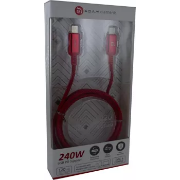 ADAM ELEMENTS Adam Cotton 240W USB-C į USB-C kabelis 1,2 m raudonas (ACBADP120RD)