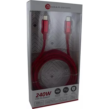ADAM ELEMENTS Adam Cotton 240W USB-C į USB-C kabelis 2m raudonas (ACBADP200RD)