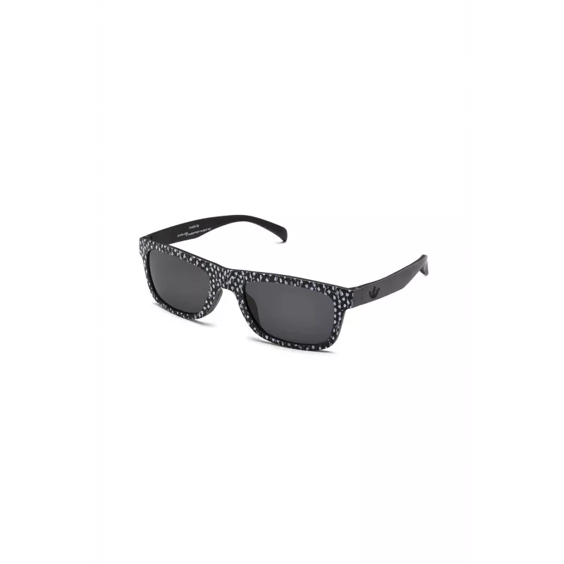 Adidas AOR005-TFS009 Vyriški stačiakampiai akiniai nuo saulės - Juodas acetatinis rėmelis, pilki polikarbonatiniai lęšiai, 54/21/140 mm