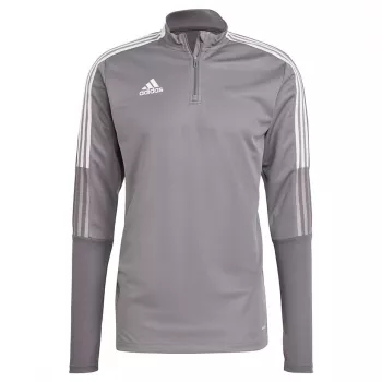 adidas Tiro 21 treniruočių viršutinė dalis Grey Four GH7301 vyriška, prigludusi, su ketvirčio užtrauktuku, ilgomis rankovėmis, AEROREADY, iš perdirbto poliesterio