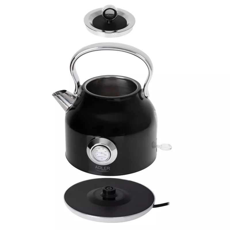Adler AD 1346B elektrinis virdulys 1,7 l, 2200 W, juodos ir metalinės spalvos