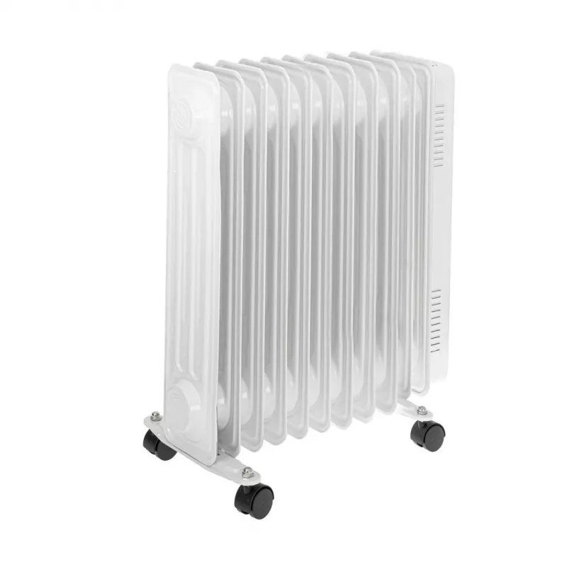 Adler AD 7817 alyvos radiatorius, 11 sekcijų, 2500W, 3 šildymo režimai, reguliuojamas termostatas, apsauga nuo perkaitimo ir apvirtimo, ratukai ir rankena, juodos spalvos
