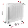 Adler AD 7819 alyvos radiatorius, 2000W, 9 sekcijų, 3 šildymo režimai, reguliuojamas termostatas, apsauga nuo perkaitimo, įmontuoti ratukai, balta/ pilka