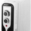 Adler AD 7819 alyvos radiatorius, 2000W, 9 sekcijų, 3 šildymo režimai, reguliuojamas termostatas, apsauga nuo perkaitimo, įmontuoti ratukai, balta/ pilka