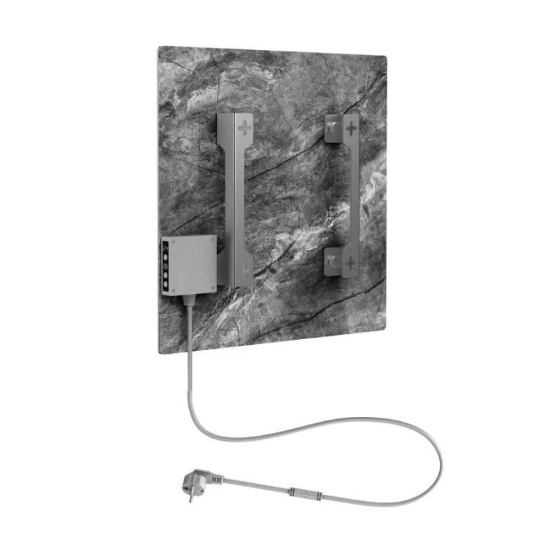 AENO Premium Eco Smart Quadro sieninis šildytuvas 500W, 50x50cm, grūdintas stiklas, infraraudonųjų spindulių + konvekcinis, LED ekranas, Wi-Fi, antikvarinis marmuras, riboto leidimo