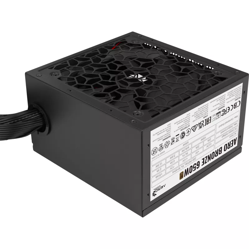 Aerocool B509A Flow-G-BK-v1 Mid Tower PC Case su 650W maitinimo šaltiniu, grūdintu stiklu, juoda