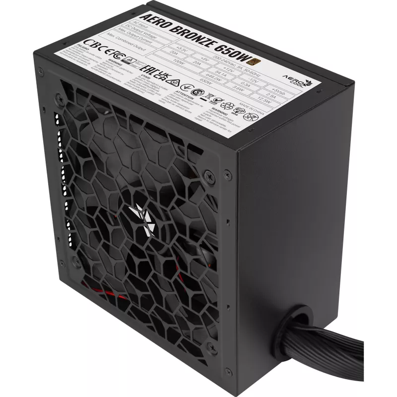 Aerocool B509A Flow-G-BK-v1 Mid Tower PC Case su 650W maitinimo šaltiniu, grūdintu stiklu, juoda