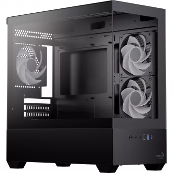 AEROCOOL P300D G-BK-v1 Mini Tower ATX dėklas, juodas, grūdintas stiklas