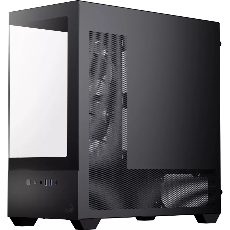 AEROCOOL P300D G-BK-v1 Mini Tower ATX dėklas, juodas, grūdintas stiklas