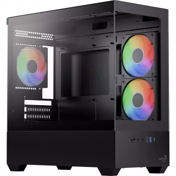 AEROCOOL P300D G-BK-v1 Mini Tower ATX dėklas, juodas, grūdintas stiklas