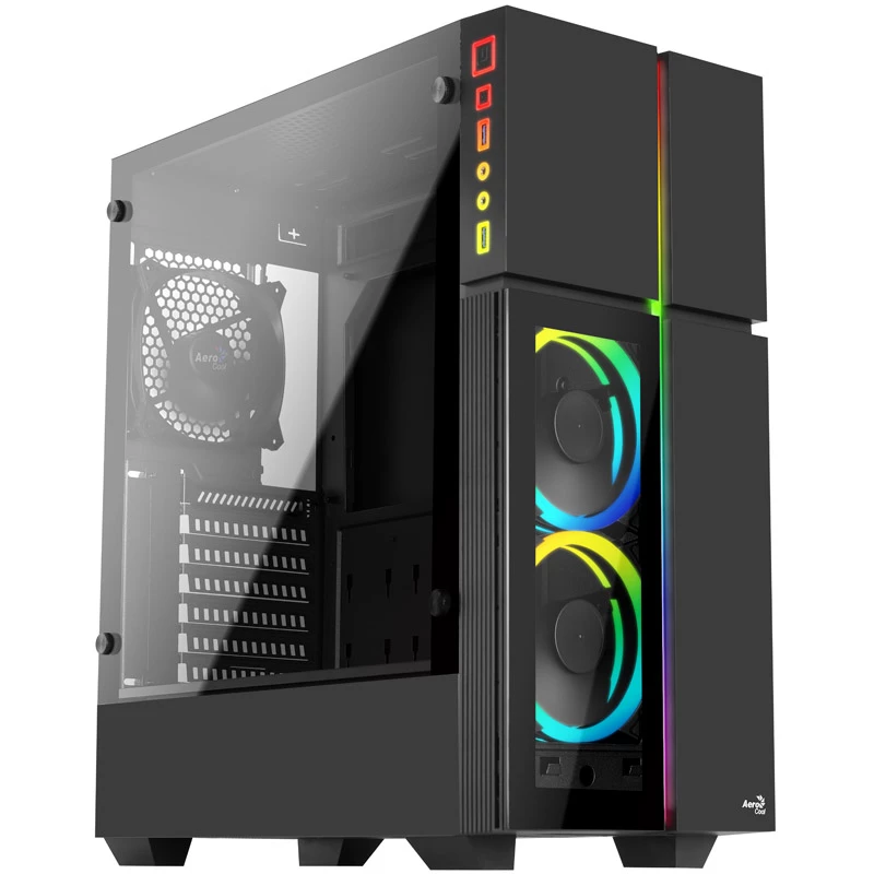 Aerocool Playa Midi-Tower, grūdintas stiklas - juoda