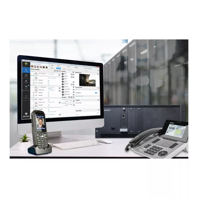 AGFEO ES 730 IT IP ryšių sistema (PBX) – 100 abonentų, 100 SIP magistralių, 30 VoIP skambučių, Gigabit Ethernet, USB, ugniasienė, VPN, UC-Suite, CTI, žiniatinklio sąsaja