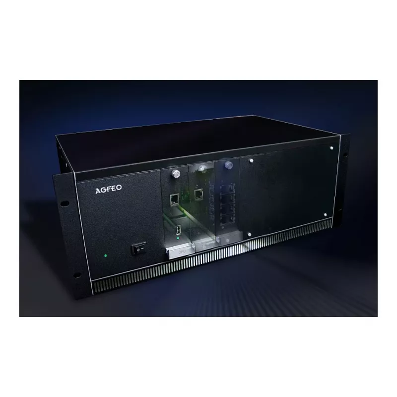 AGFEO ES 730 IT IP ryšių sistema (PBX) – 100 abonentų, 100 SIP magistralių, 30 VoIP skambučių, Gigabit Ethernet, USB, ugniasienė, VPN, UC-Suite, CTI, žiniatinklio sąsaja