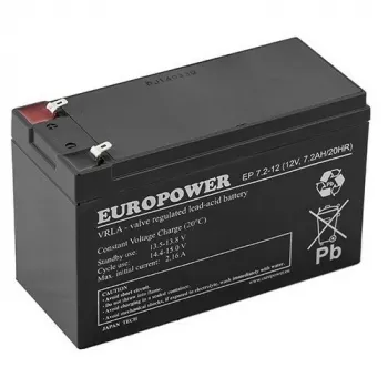 AGM akumuliatorius EUROPOWER serija EP 12V 7.2Ah (tarnavimo laikas 6-9 metai)