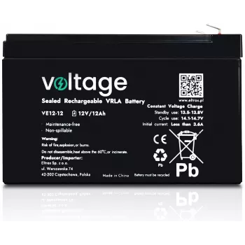 AGM akumuliatorius Voltage 12V 12Ah VE12-12 (tarnavimo laikas 6-9 metai)