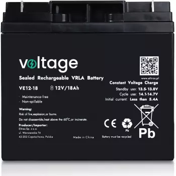 AGM akumuliatorius Voltage 12V 18Ah VE12-18 (tarnavimo laikas 6-9 metai)